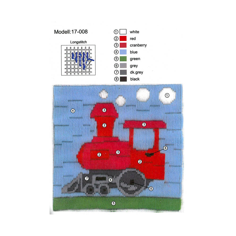 Duftin 15x15 cm Long Stitch Embroidery Kit, Train - 17008- HU0348