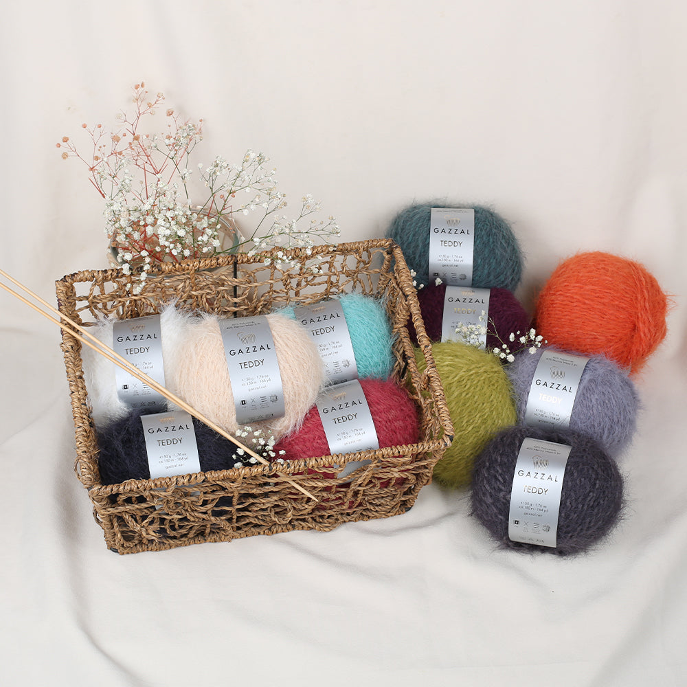 Gazzal Teddy Hand Knitting Yarn,Green - 6560