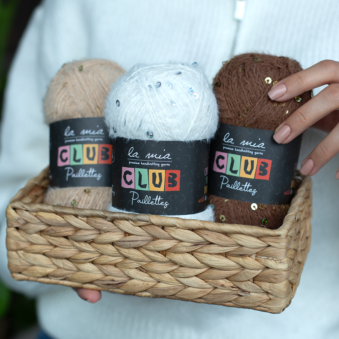 La Mia Club Paillettes Hand Kniitting Yarn, Cream - 602