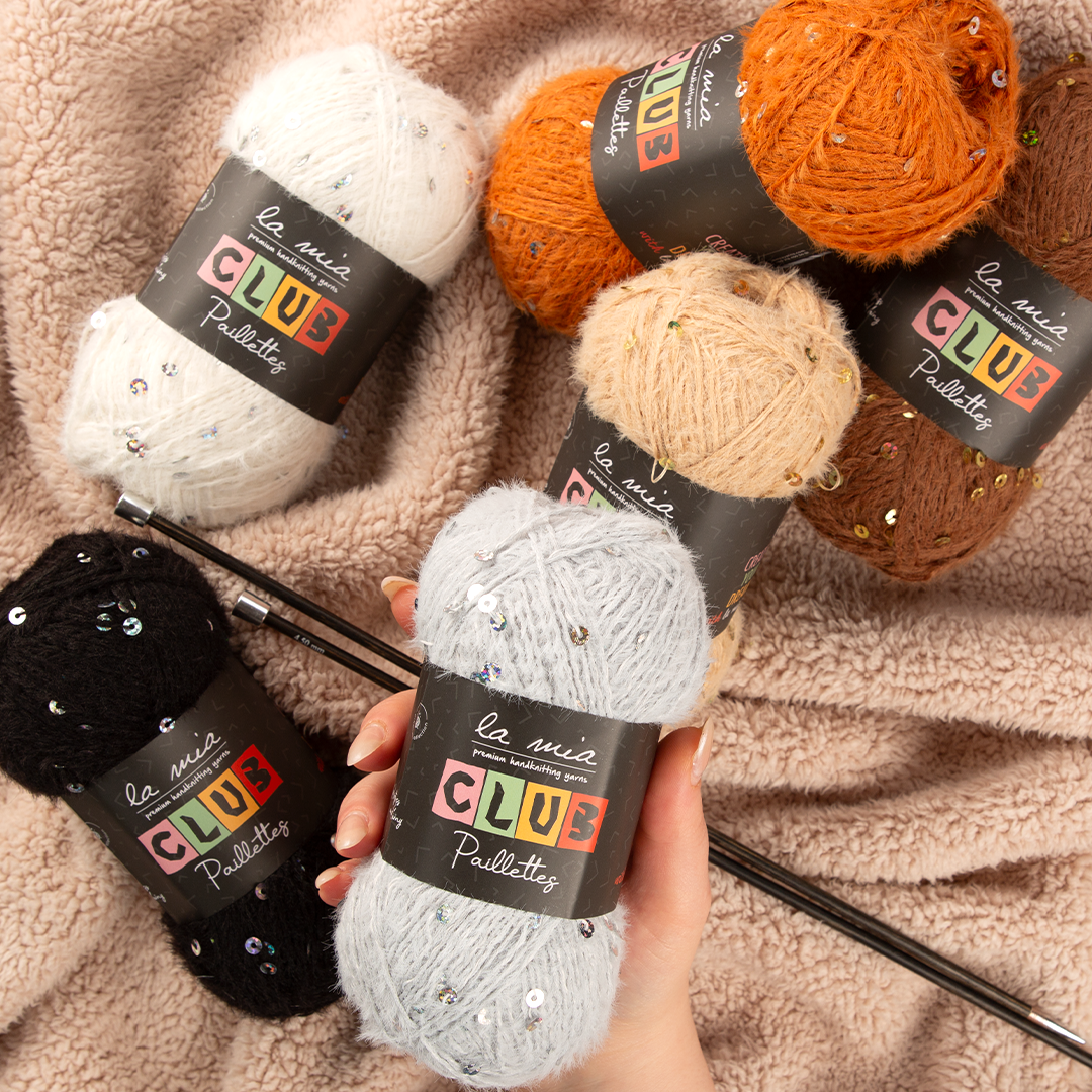 La Mia Club Paillettes Hand Kniitting Yarn, Cream - 602