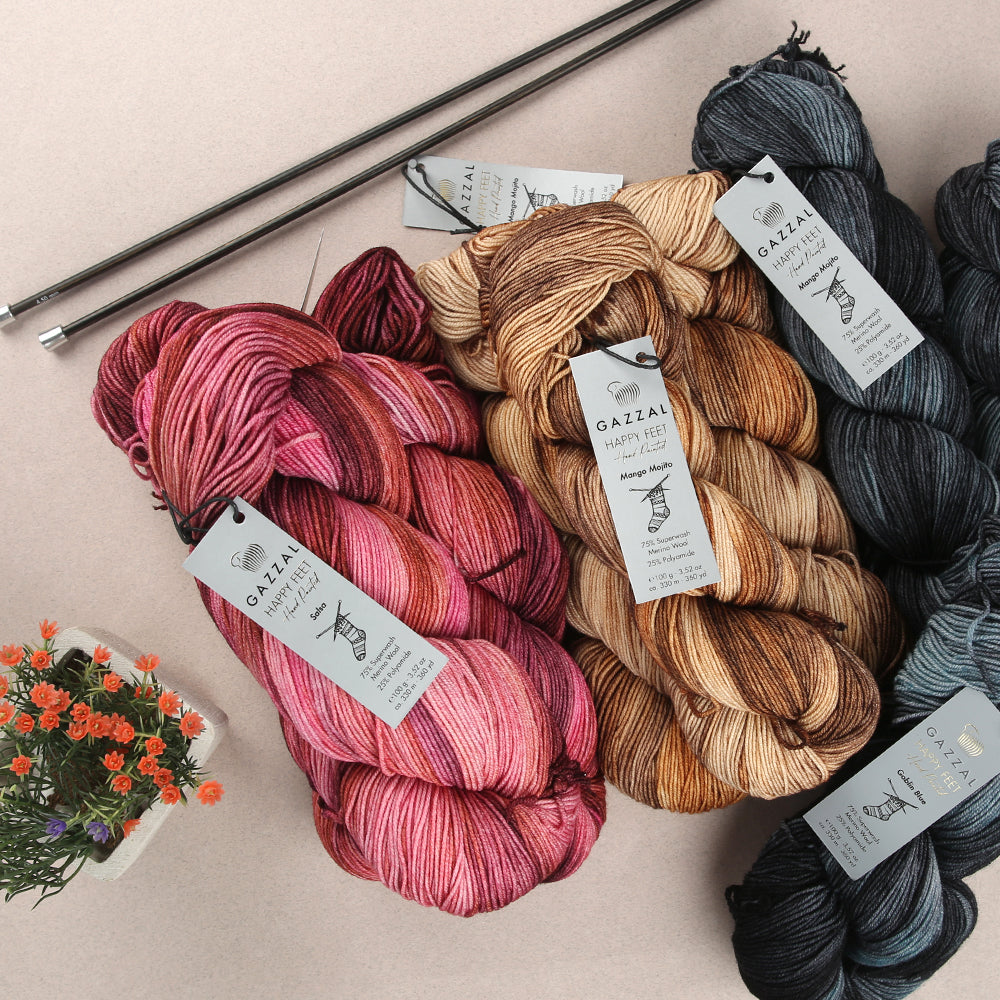 Gazzal Happy Feet Socks Knitting Yarn , Variegated - 3259