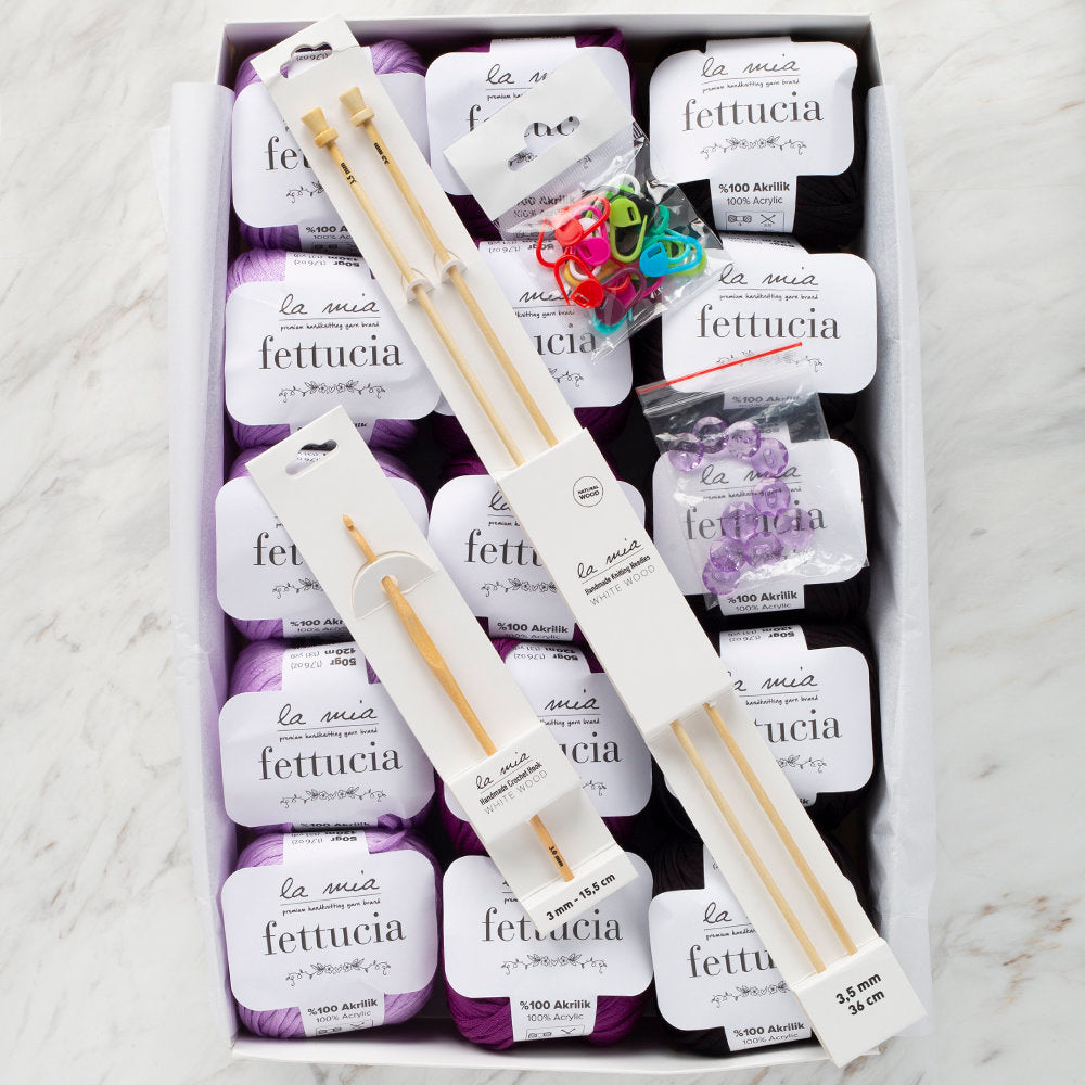 La Mia Fettucia Yarn Gift Set, Violet