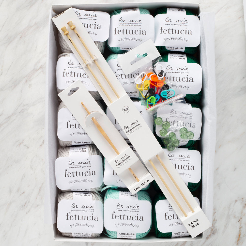 La Mia Fettucia Yarn Gift Set, Cactus