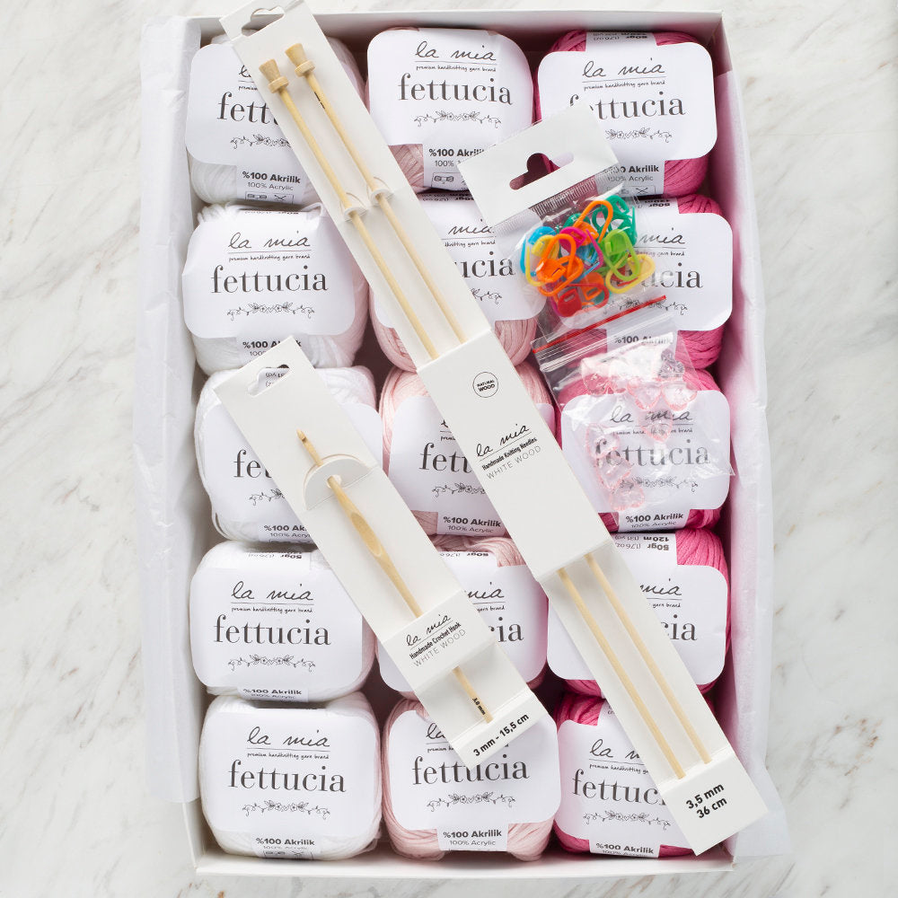 La Mia Fettucia Yarn Gift Set, Azalea