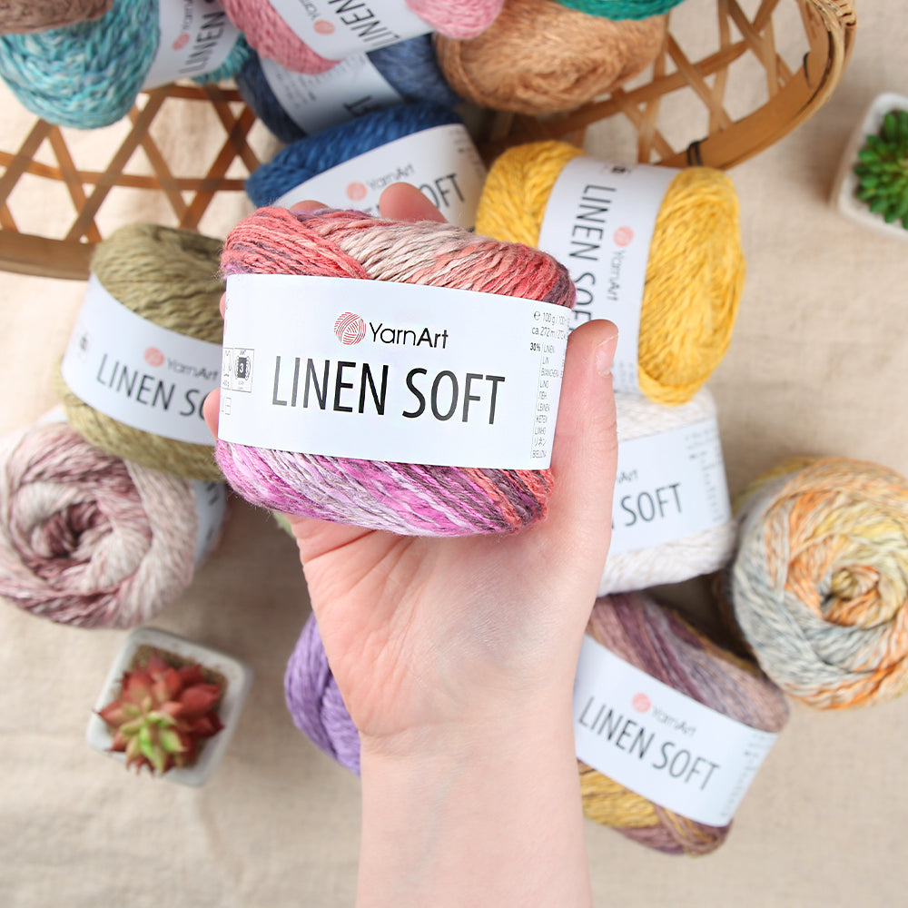 YarnArt Linen Soft Hand Knitting Yarn ,Green 7313