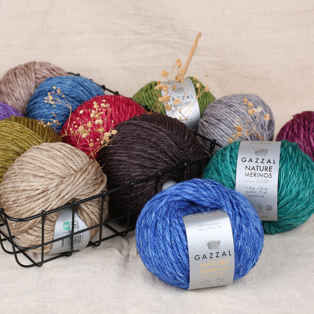 Gazzal Nature Merinos Hand Knitting Yarn,Blue -8307