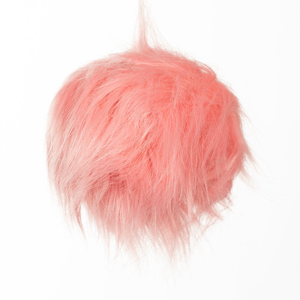 Loren Faux Fur Pom Pom, Pinkish Orange