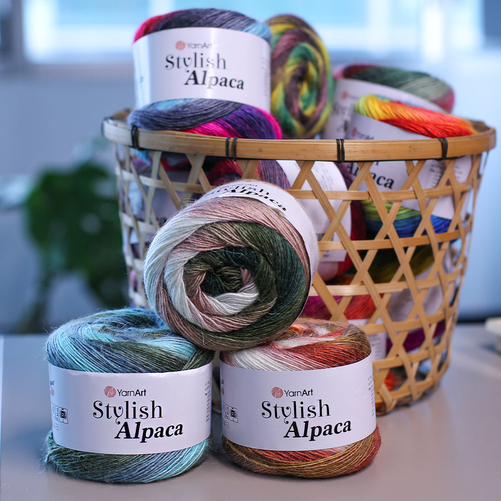 YarnArt Stylish Alpaca Hand Knitting Rope, Variegated - 7709
