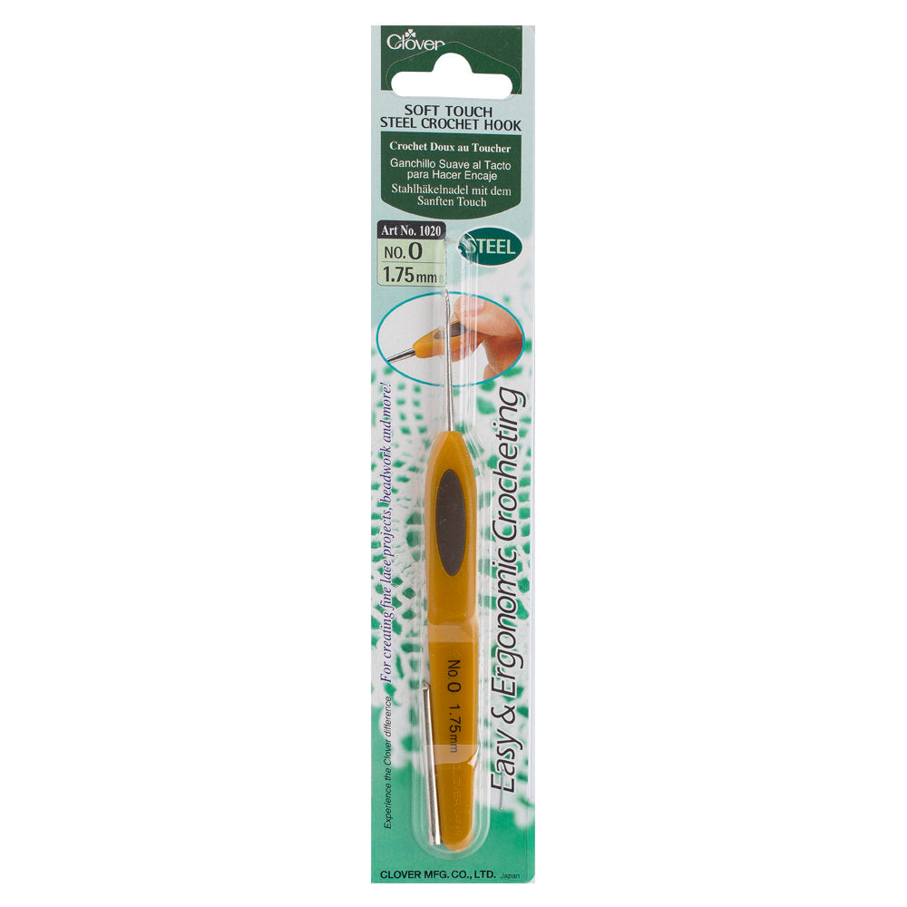 Clover Soft Touch No:0 1.75 mm Ergonomic Steel Crochet Hook - 1020