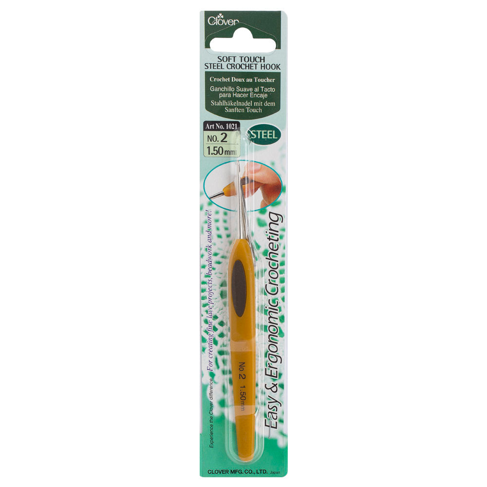 Clover Soft Touch No:2 1.50 mm Ergonomic Steel Crochet Hook - 1021