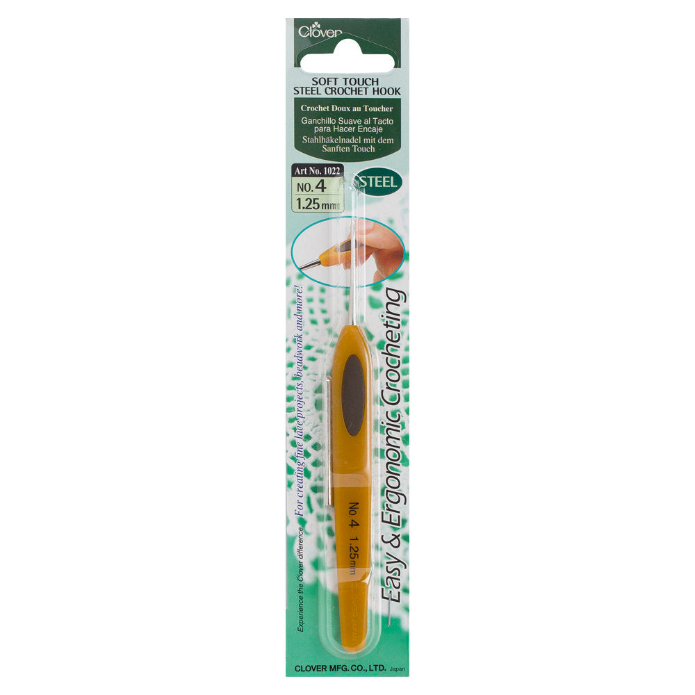 Clover Soft Touch No:4 1.25 mm Ergonomic Steel Crochet Hook - 1022