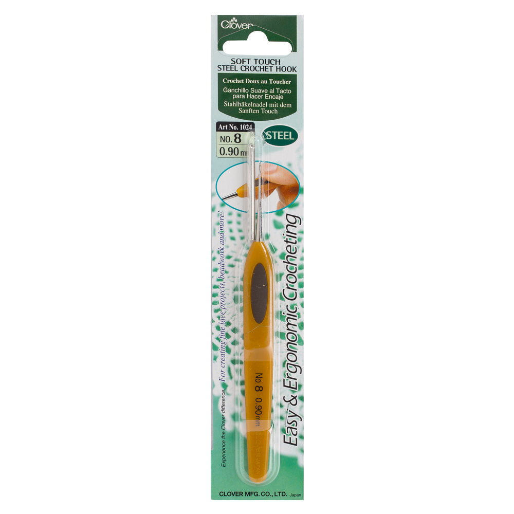 Clover Soft Touch No:8 0.90 mm Ergonomic Steel Crochet Hook - 1024