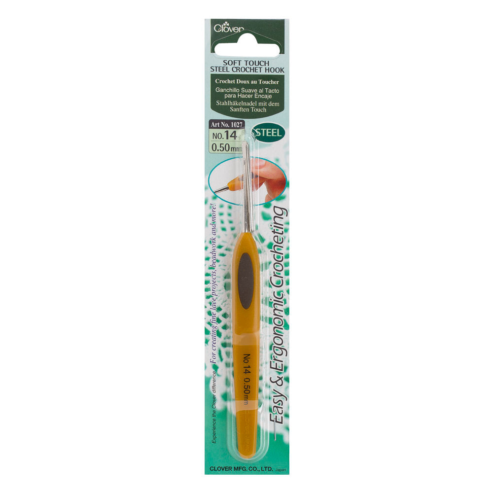 Clover Soft Touch No:14 0.50 mm Ergonomic Steel Crochet Hook - 1027