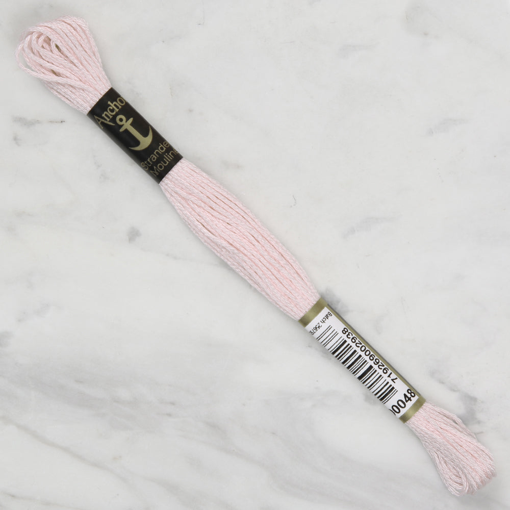 Anchor Stranded Mouline Embroidery Thread, 8m, Pink - 0048