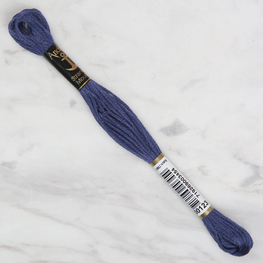 Anchor Stranded Mouline Embroidery Thread, 8m, Blue - 0123