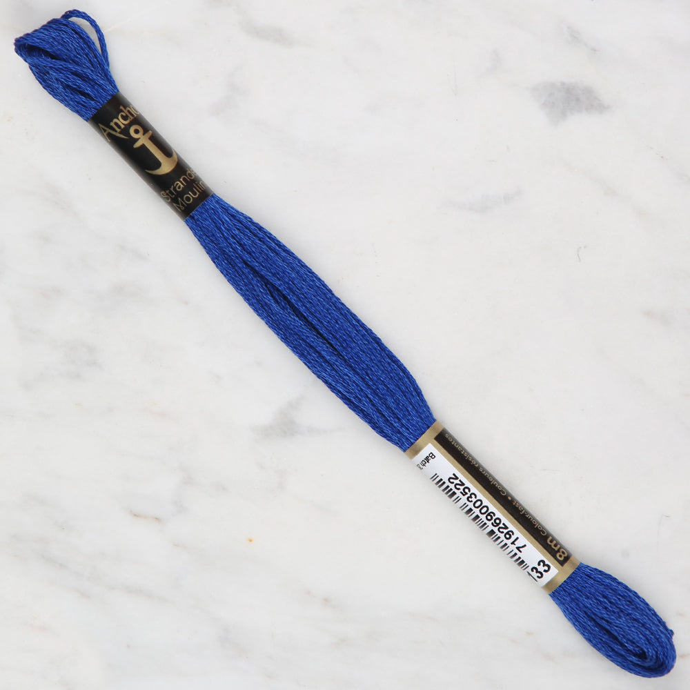 Anchor Stranded Mouline Embroidery Thread, 8m, Blue - 0133