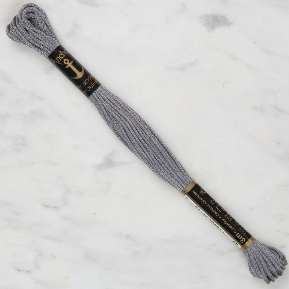 Anchor Stranded Mouline Embroidery Thread, 8m, Grey - 0235