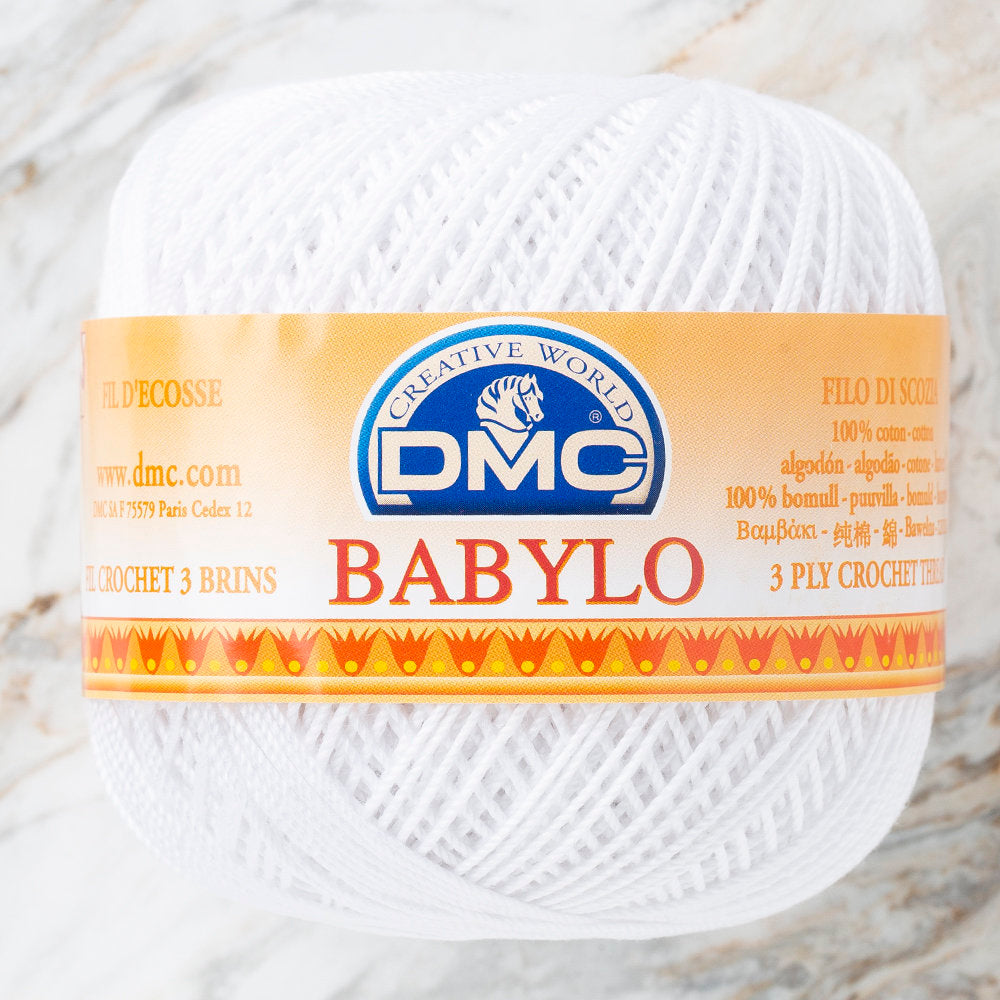 DMC Babylo 100g Cotton Crochet Thread No:10, White - B5200