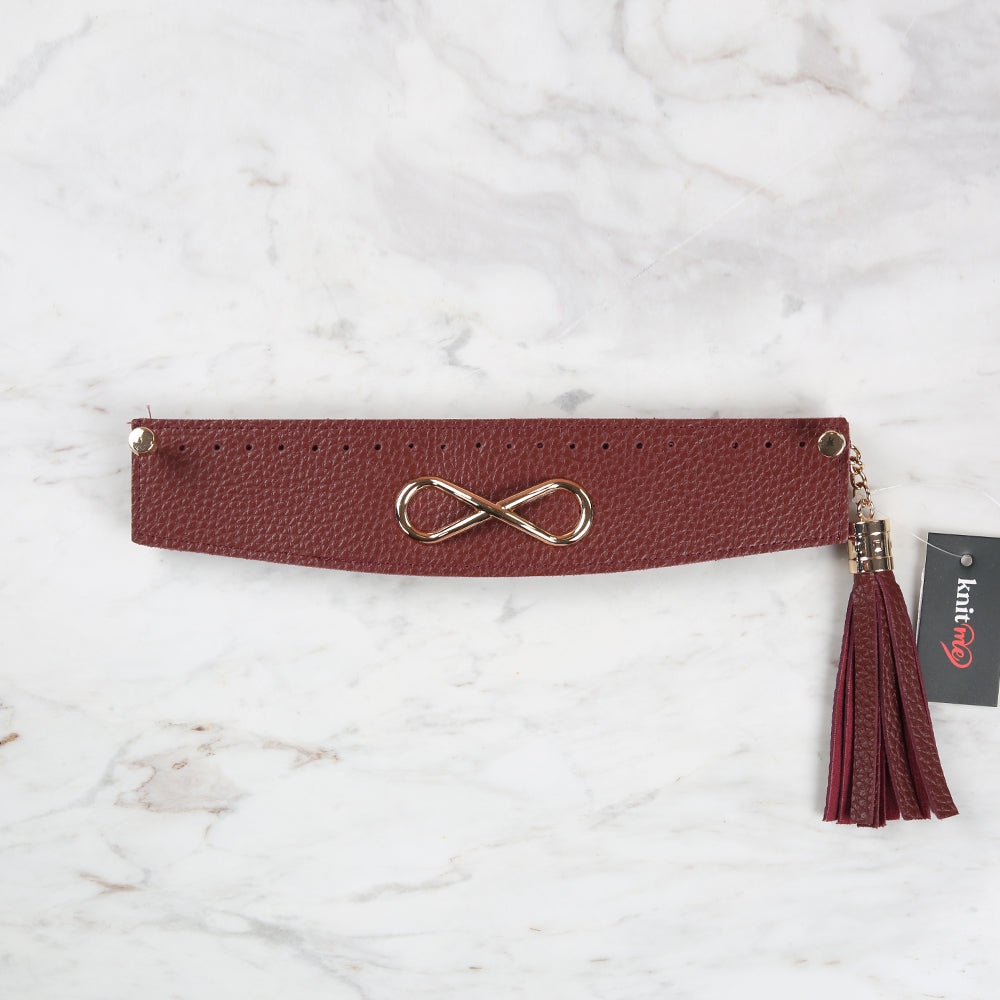 Knitme Stitched Buckle Bag Mouth 25x6 cm Claret Red BA-0070