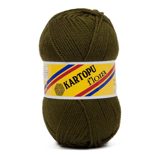 Kartopu Flora Knitting Yarn, Army Green - K410