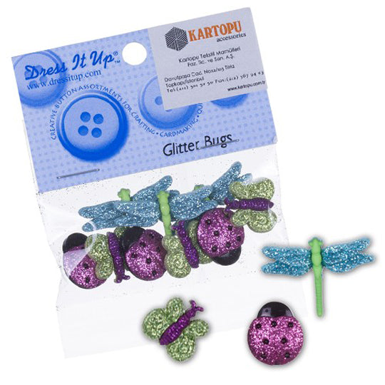 Dress It Up Creative Button Assortment, Glitter Bugs - 4430