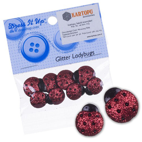 Dress It Up Creative Button Assortment, Glitter Ladybugs - 4426