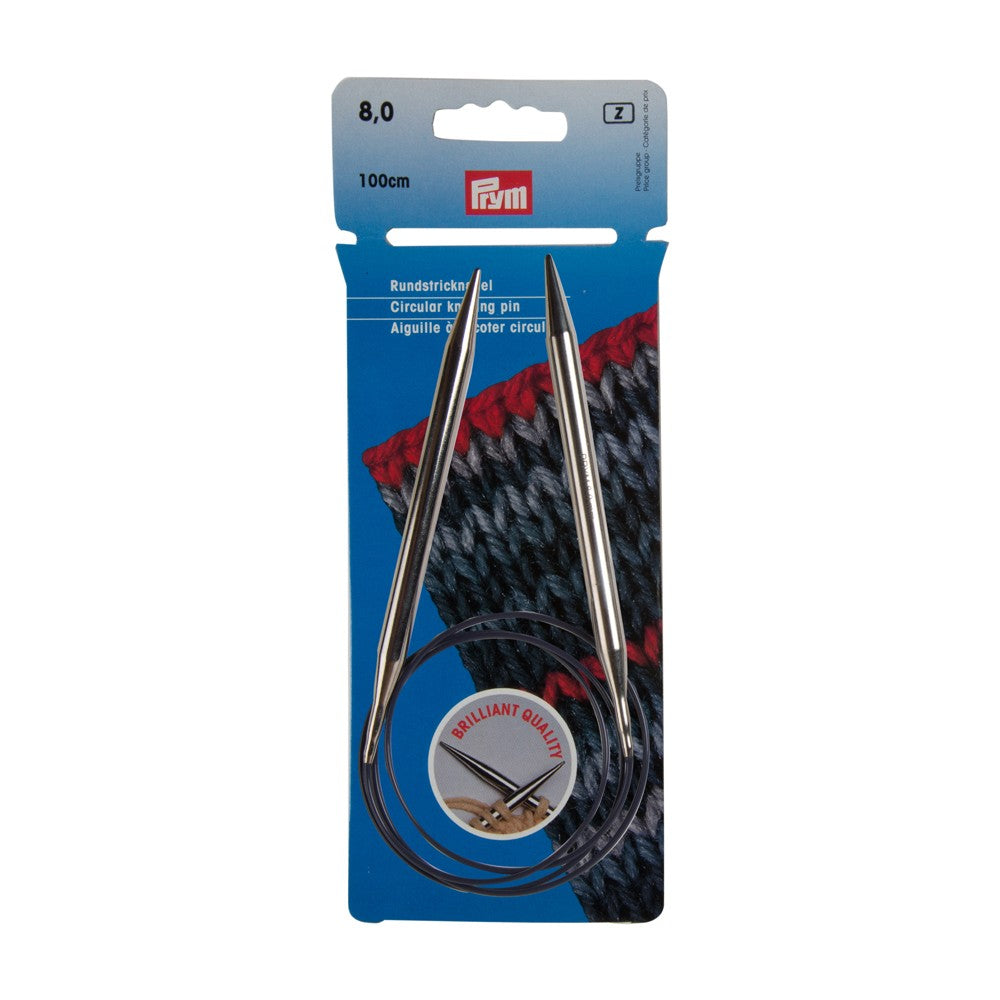 PRYM 8 mm 100 cm Brass Circular Knitting Needle - 212216