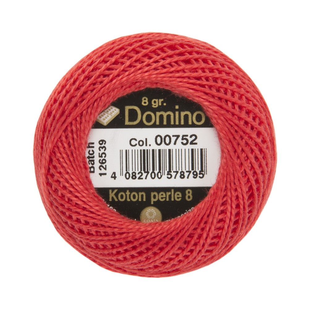 Domino Cotton Perle Size 8 Embroidery Thread (8 g), Red - 4598008-00752
