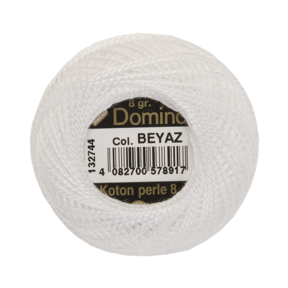 Domino Cotton Perle Size 8 Embroidery Thread (8 g), 4598008-White