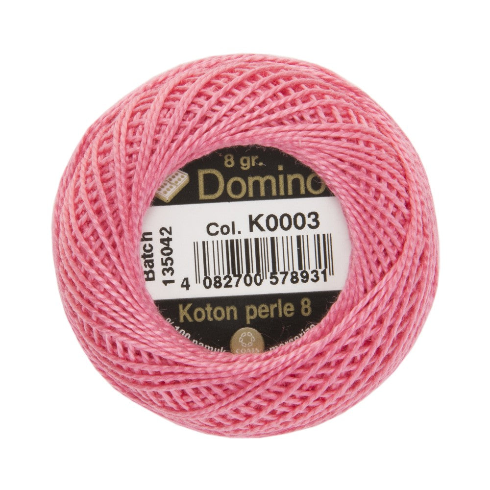 Domino Cotton Perle Size 8 Embroidery Thread (8 g), Pink - 4598008-K0003