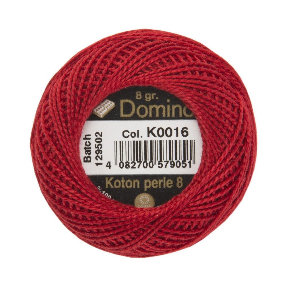 Domino Cotton Perle Size 8 Embroidery Thread (8 g), Red - 4598008-K0016
