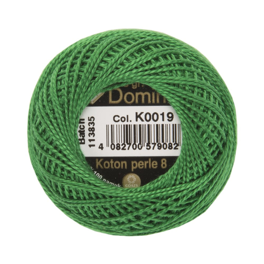 Domino Cotton Perle Size 8 Embroidery Thread (8 g), Green - 4598008-K0019