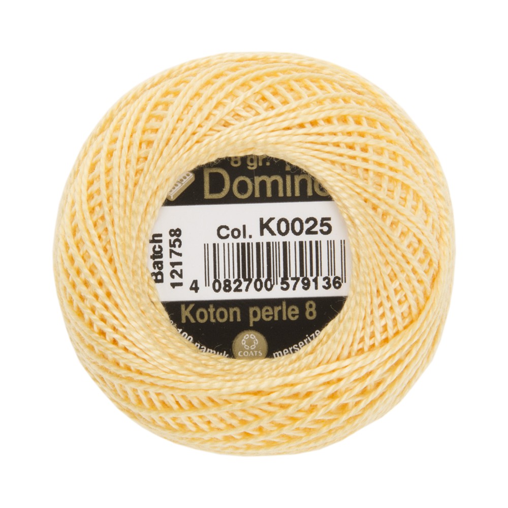 Domino Cotton Perle Size 8 Embroidery Thread (8 g), Yellow - 4598008-K0025