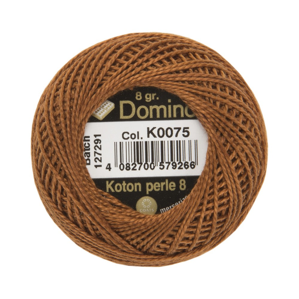 Domino Cotton Perle Size 8 Embroidery Thread (8 g), Brown - 4598008-K0075