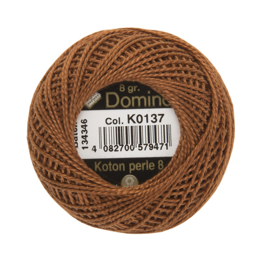 Domino Cotton Perle Size 8 Embroidery Thread (8 g), Brown - 4598008-K0137