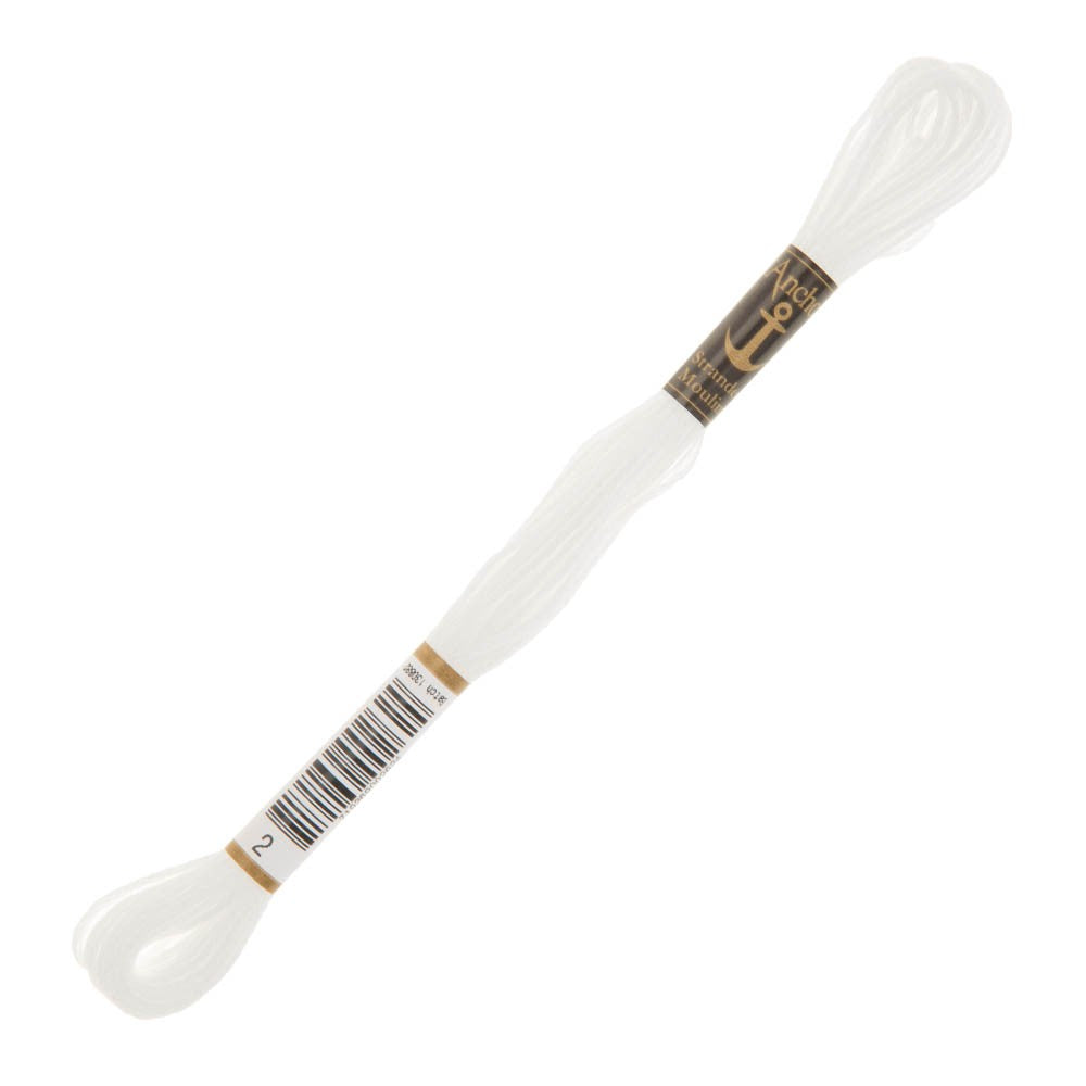 Stranded Embrider Thread Anchor Stranded Mouline Embroidery Thread, 8m, White - 0002