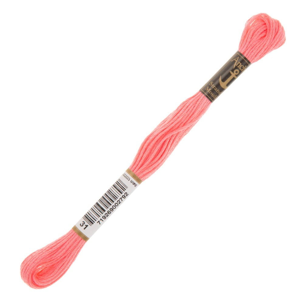 Anchor Stranded Mouline Embroidery Thread, 8m, Pink - 0031