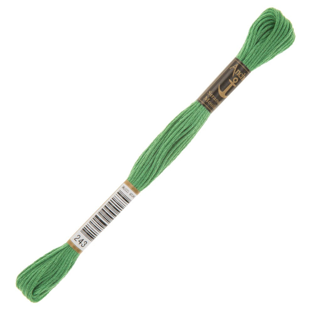 Anchor Stranded Mouline Embroidery Thread, 8m, Green - 0243