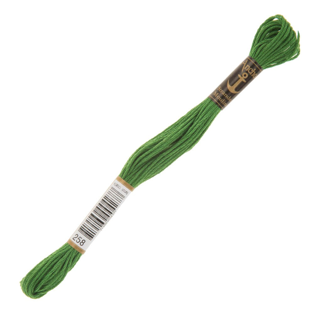 Anchor Stranded Mouline Embroidery Thread, 8m, Green - 0258