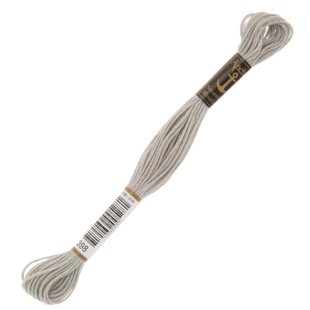 Anchor Stranded Mouline Embroidery Thread, 8m, Grey - 0398