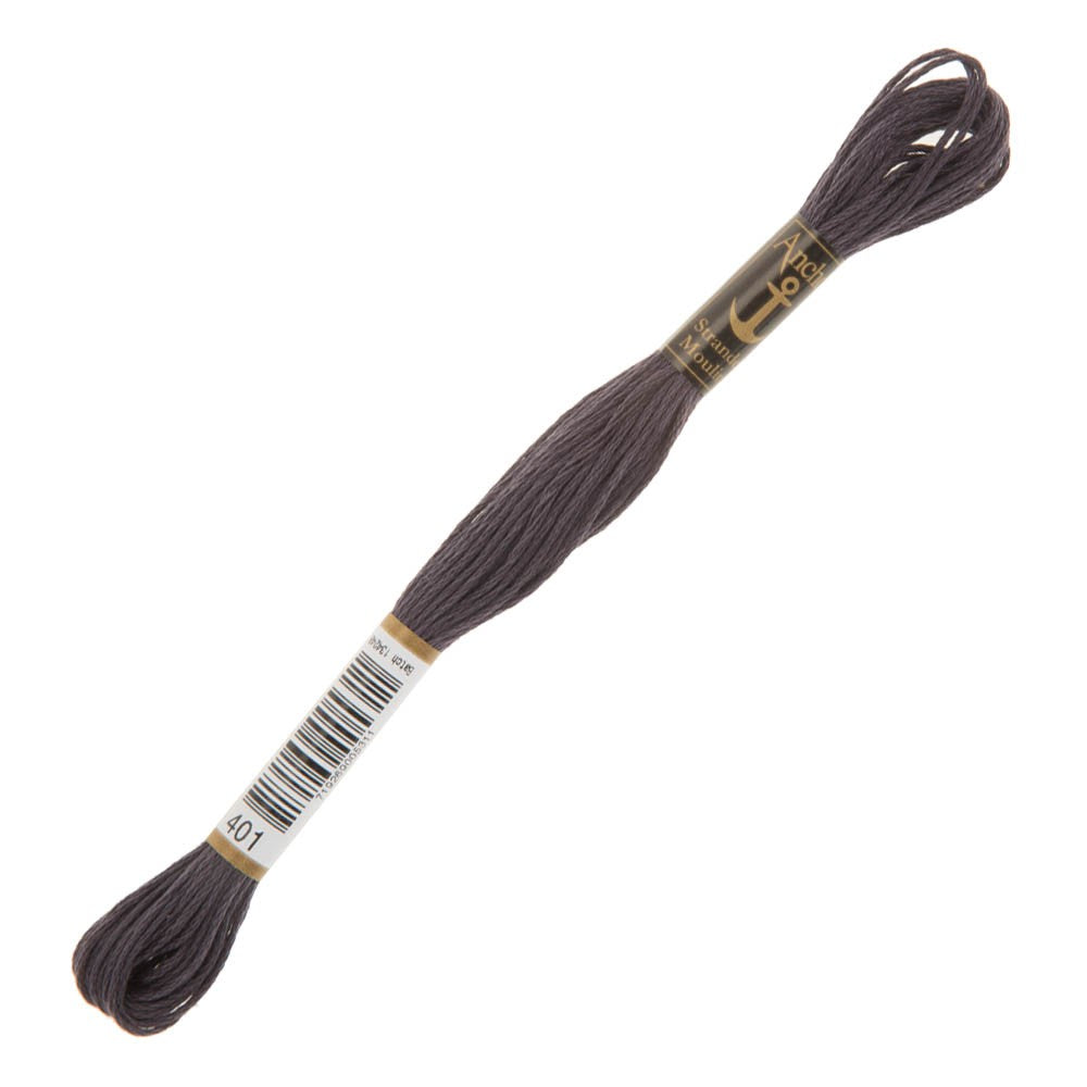Stranded Embroidery Threads Anchor Stranded Mouline Embroidery Thread, 8m, Grey - 0401
