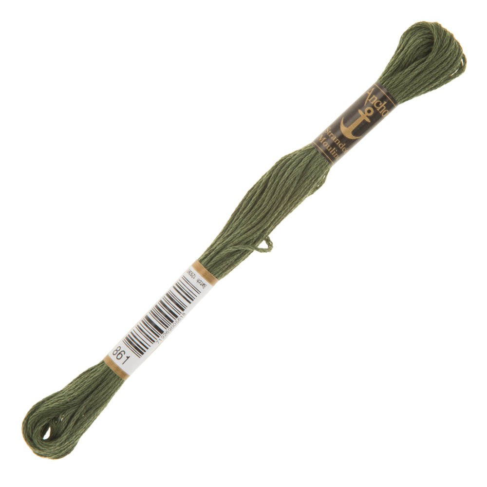 Anchor Stranded Mouline Embroidery Thread, 8m, Green - 0861