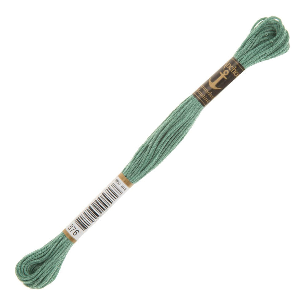 Anchor Stranded Mouline Embroidery Thread, 8m, Green - 0876