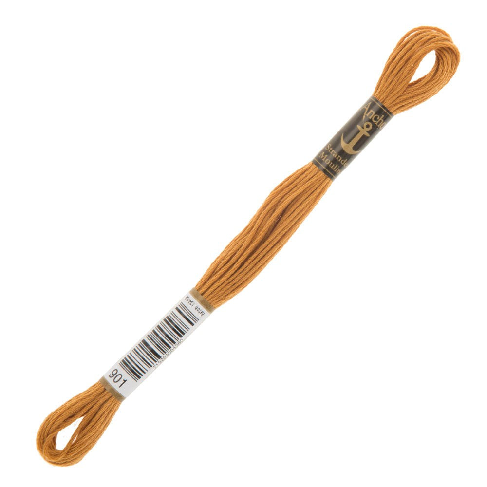 Anchor Stranded Mouline Embroidery Thread, 8m, Orange - 0901