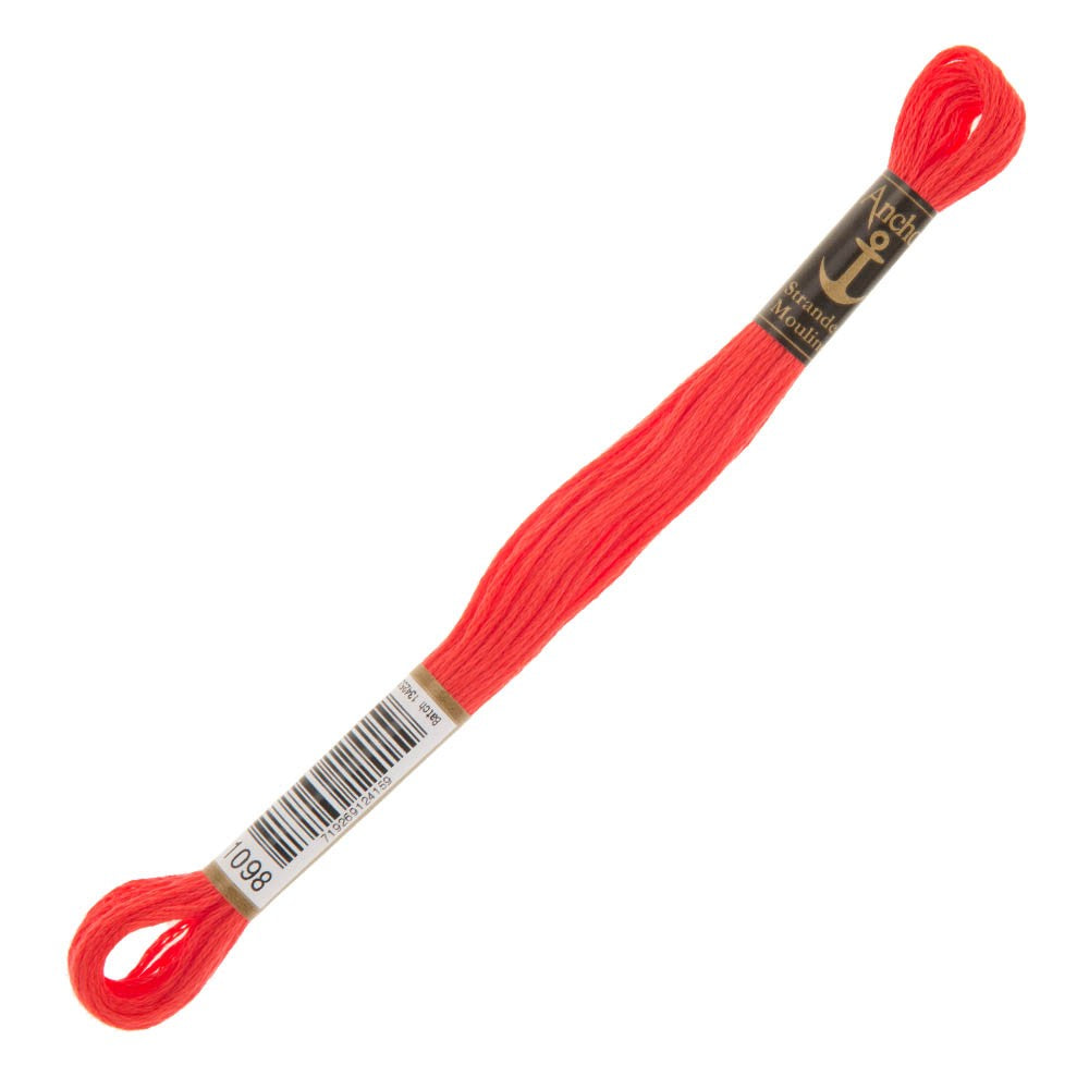 Anchor Stranded Mouline Embroidery Thread, 8m, Red - 1098