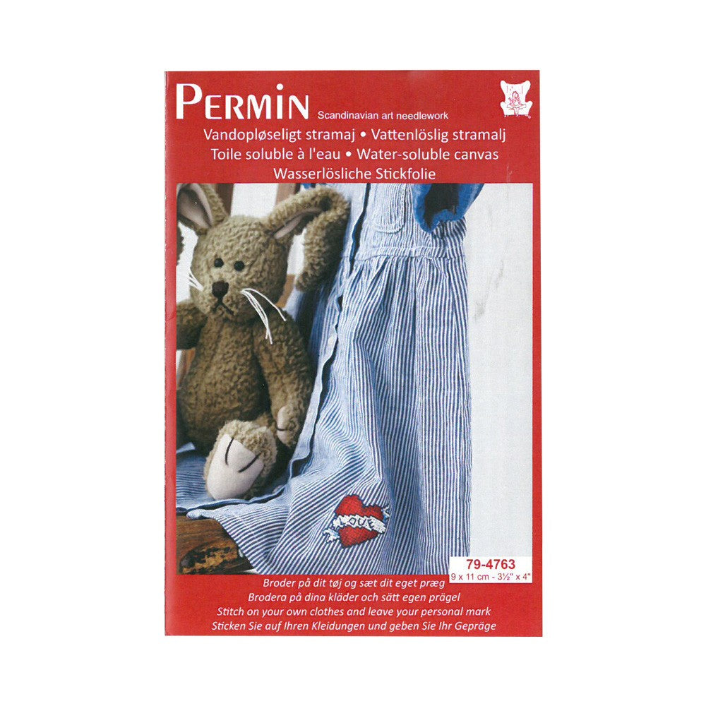 Permin Water-Soluable Cross Stitch Mini Kit, Red and Pink 10x10 - 794763