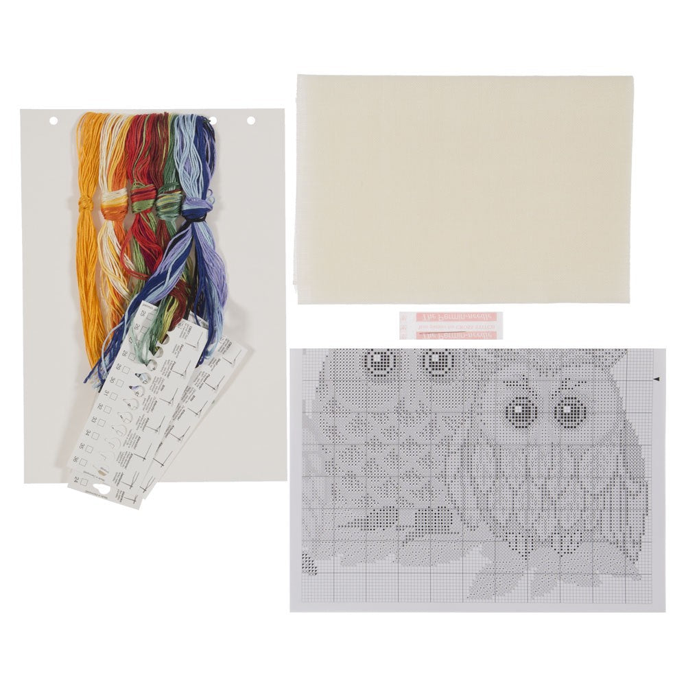 Permin Cross Stitch Kit, Colourful Owls 56x38 - 703303