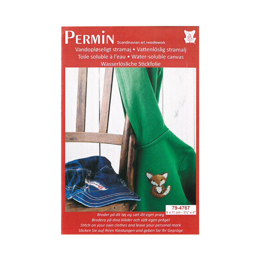 Permin Water-Soluable Cross Stitch Mini Kit, Fox 10x10 - 794767