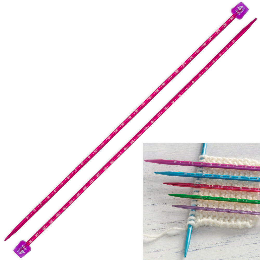 Pony Measure 4.5 mm 35 cm Aluminium Knitting Needles, Red - 34510