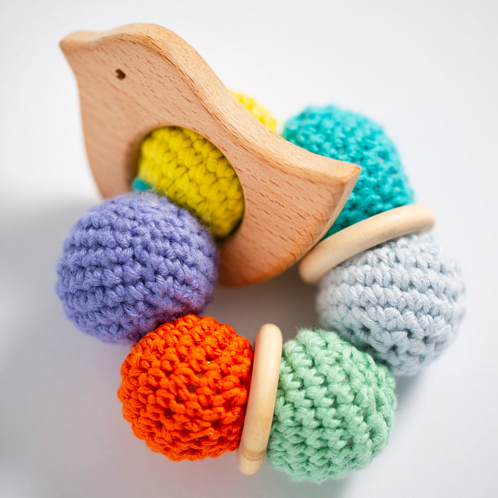 Loren 4 Pcs  Wooden Teether Ring, Daisy Shape